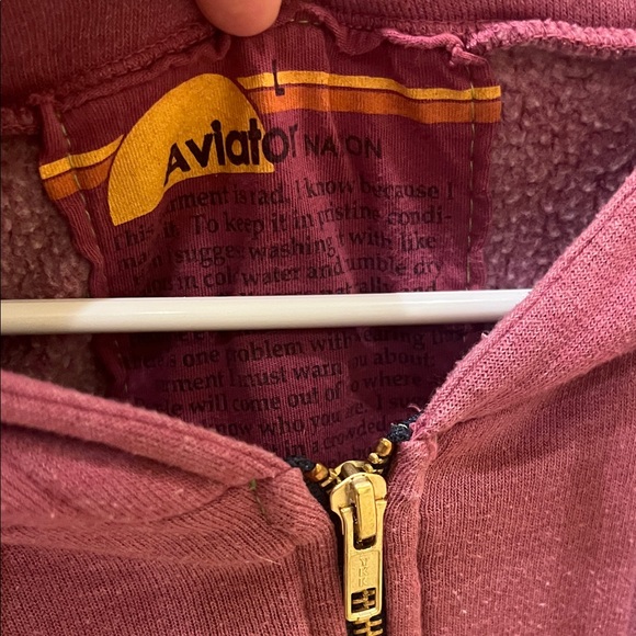 Aviator Nation Pink Zip-Up Hoodie with Stripes - Picture 5 of 5